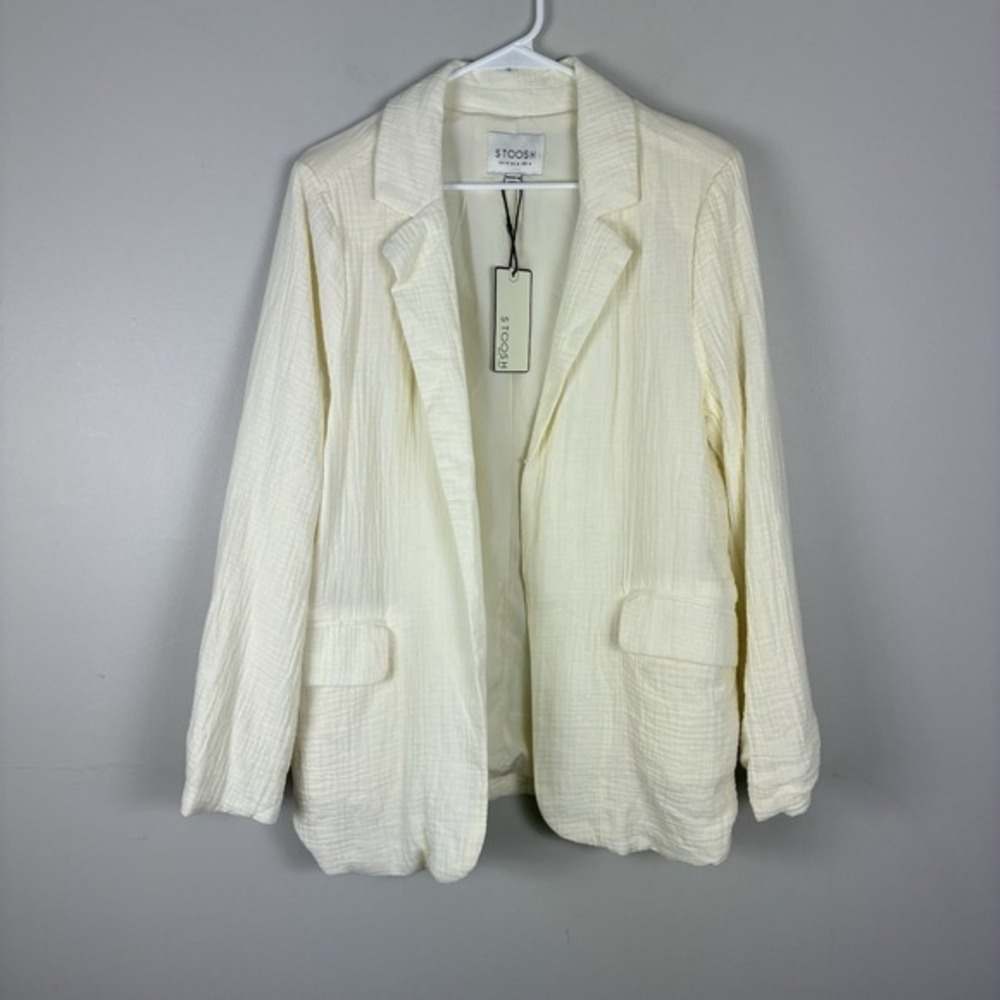 Womens Gauze Ivory 100% Cotton Light Jacket Sz M Minimalist Beach STOOSH NEW